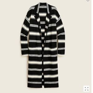 J. Crew Long Sweater Coat in Black White Stripe M/L